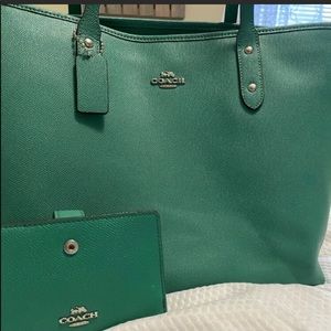 COACH Emerald Green “City Tote” & Matching Wallet